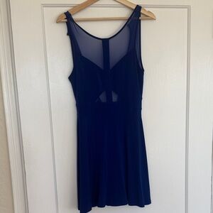silence + noise Royal Blue Mesh Yoke Sleeveless Dress